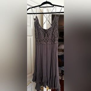 Free People Lace Overlay Dress in dark Gray
